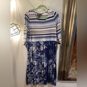 OOAK Upcycled Style & Co. Navy and White Long Sleeve Dress